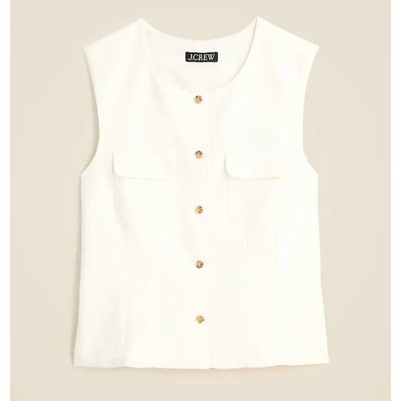 J. Crew Crewneck vest in city crepe Ivory NWT size 4 - Picture 5 of 8